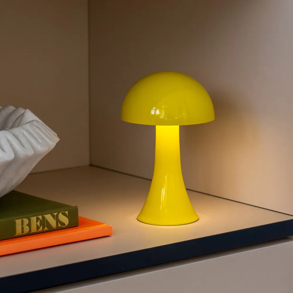 Mini lampe de table LED rechargeable - Champignon jaune
