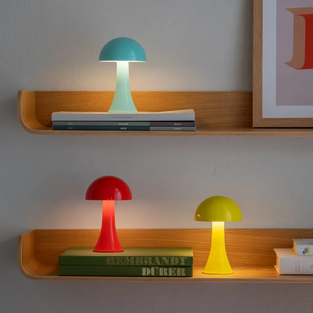 Mini lampe de table LED rechargeable - Champignon jaune