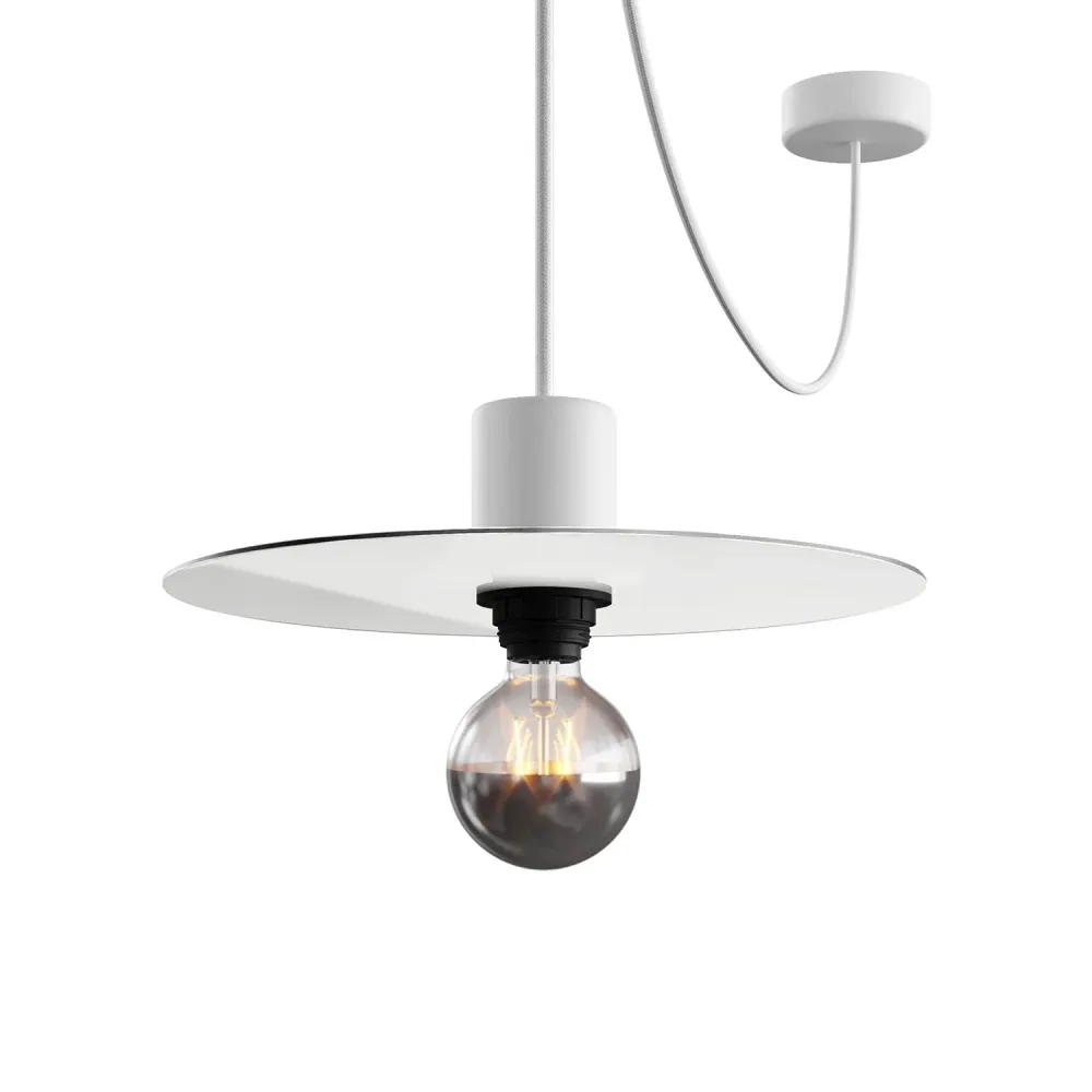 Mini plat Ellepì 'Solid Color' blanc mat pour lampes, diamètre 24 cm - Fabriqué en Italie