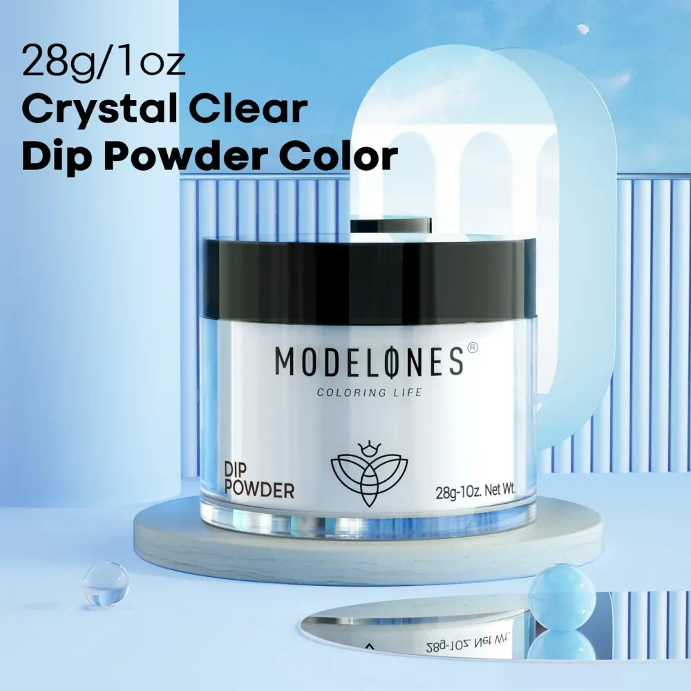 Modelones Poudre Dip Claire – Kit Longue Tenue Sans Lampe pour Manucure à Domicile