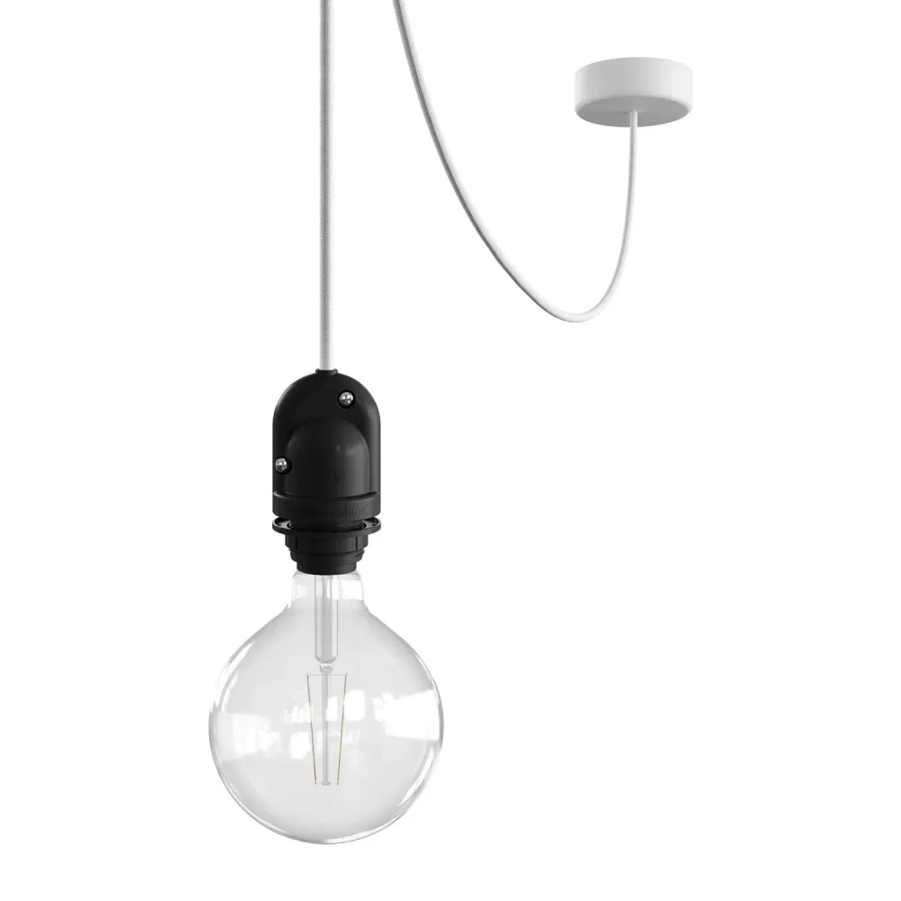 Modulair Lampe d’extérieur pour abat-jour avec 5 m de câble textile, décentreur, pavillon et douille IP65 - Blanc