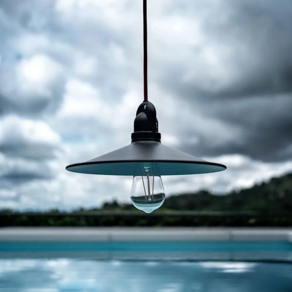 Modulair Lampe d’extérieur pour abat-jour avec 5 m de câble textile, décentralisateur, pavillon et douille IP65 - Graphite