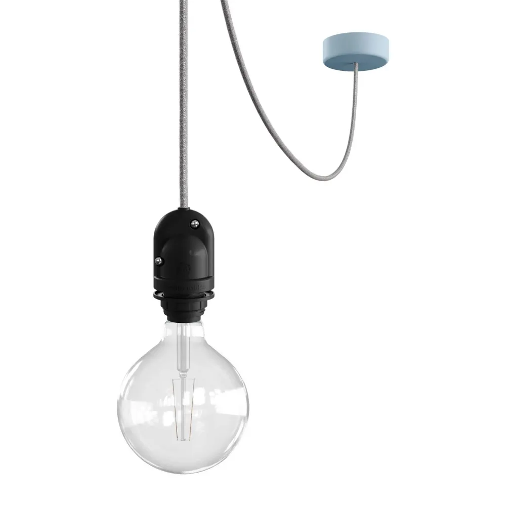 Modulair Lampe d’extérieur pour abat-jour avec 5 m de câble textile, décentreur, pavillon et douille IP65 - Bleu papier sucre