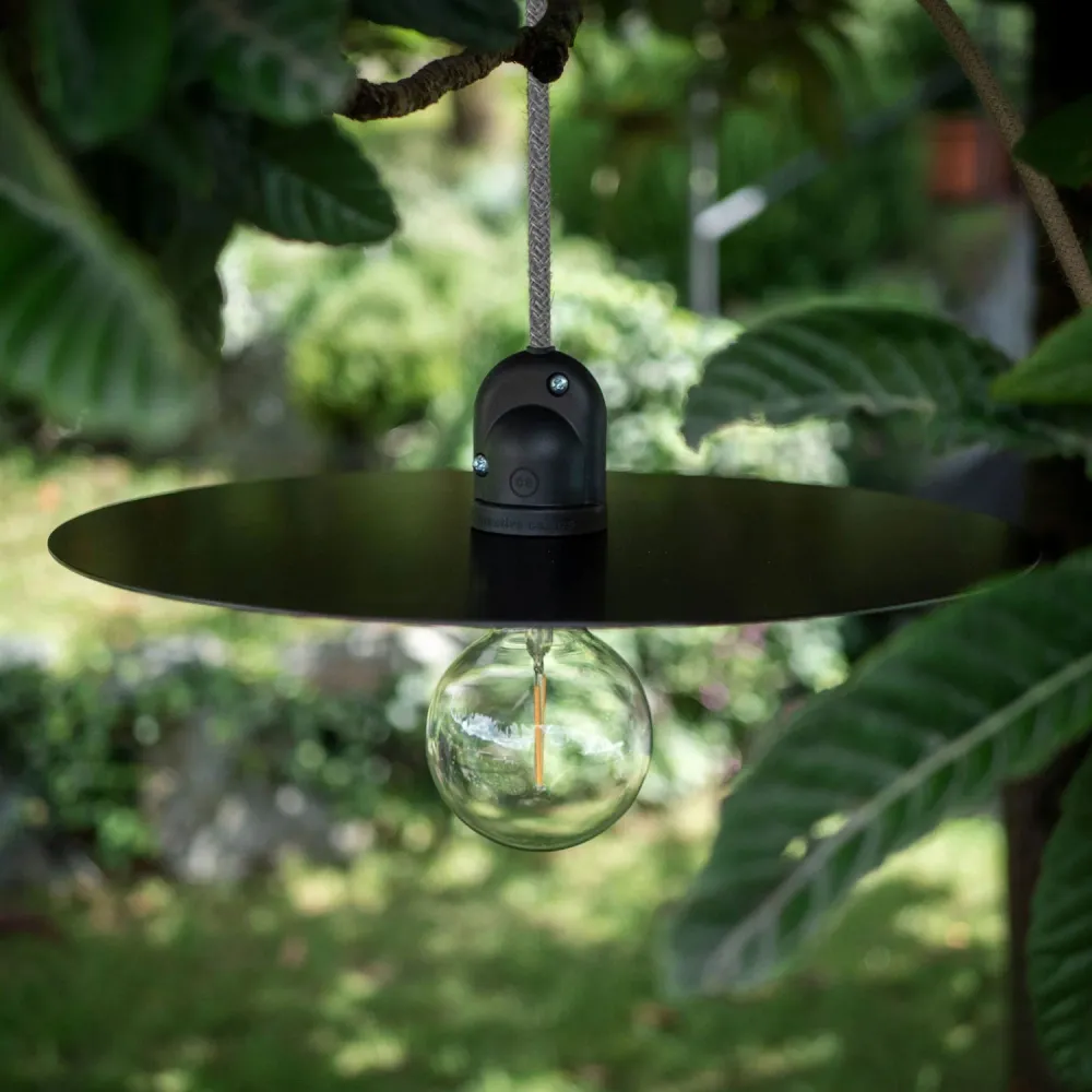 Modulair Lampe d’extérieur pour abat-jour avec 5 m de câble textile, décentreur, pavillon et douille IP65 - Saumon
