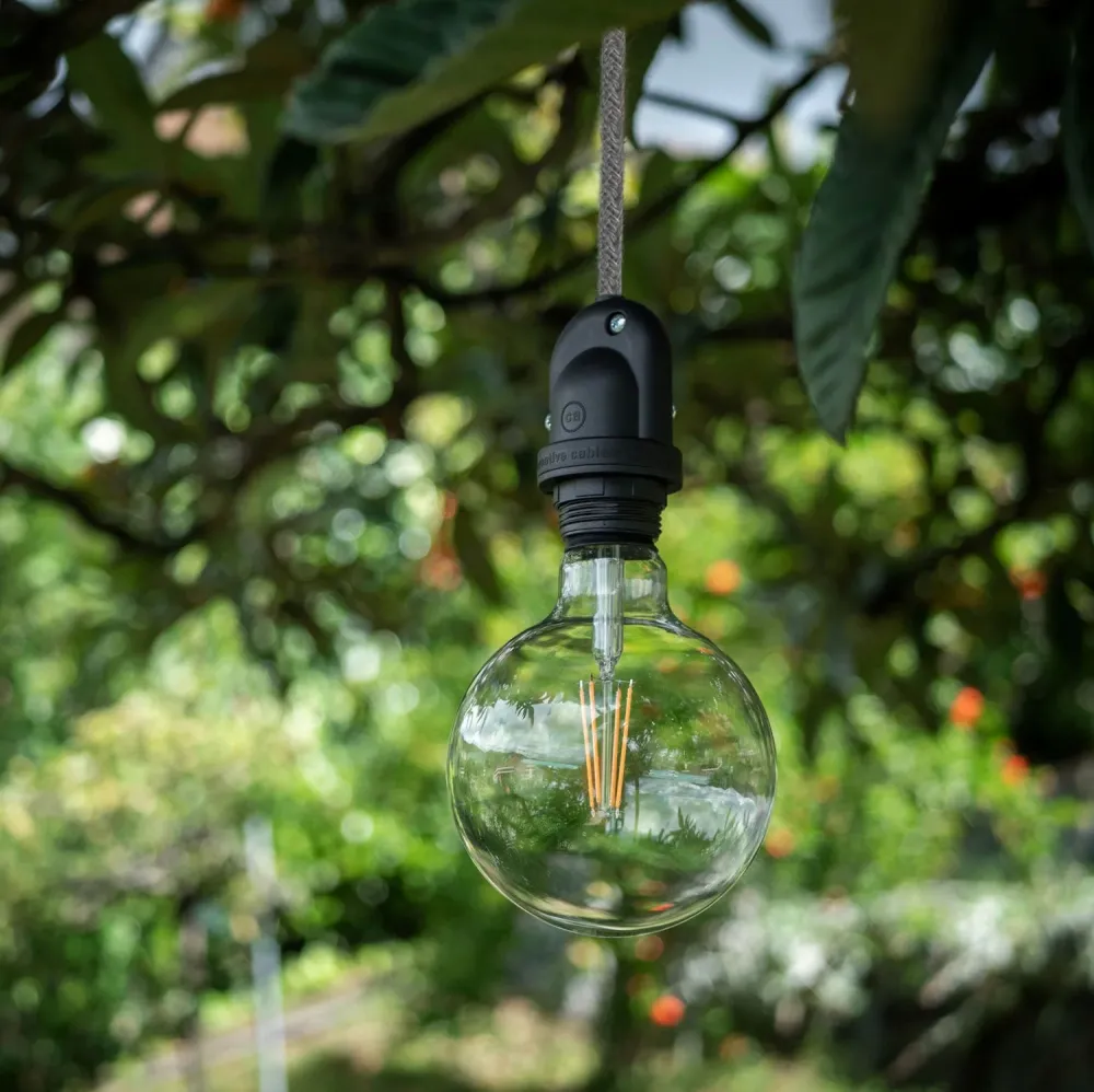 Modulair Lampe d’extérieur pour abat-jour avec 5 m de câble textile, décentreur, pavillon et douille IP65 - Saumon