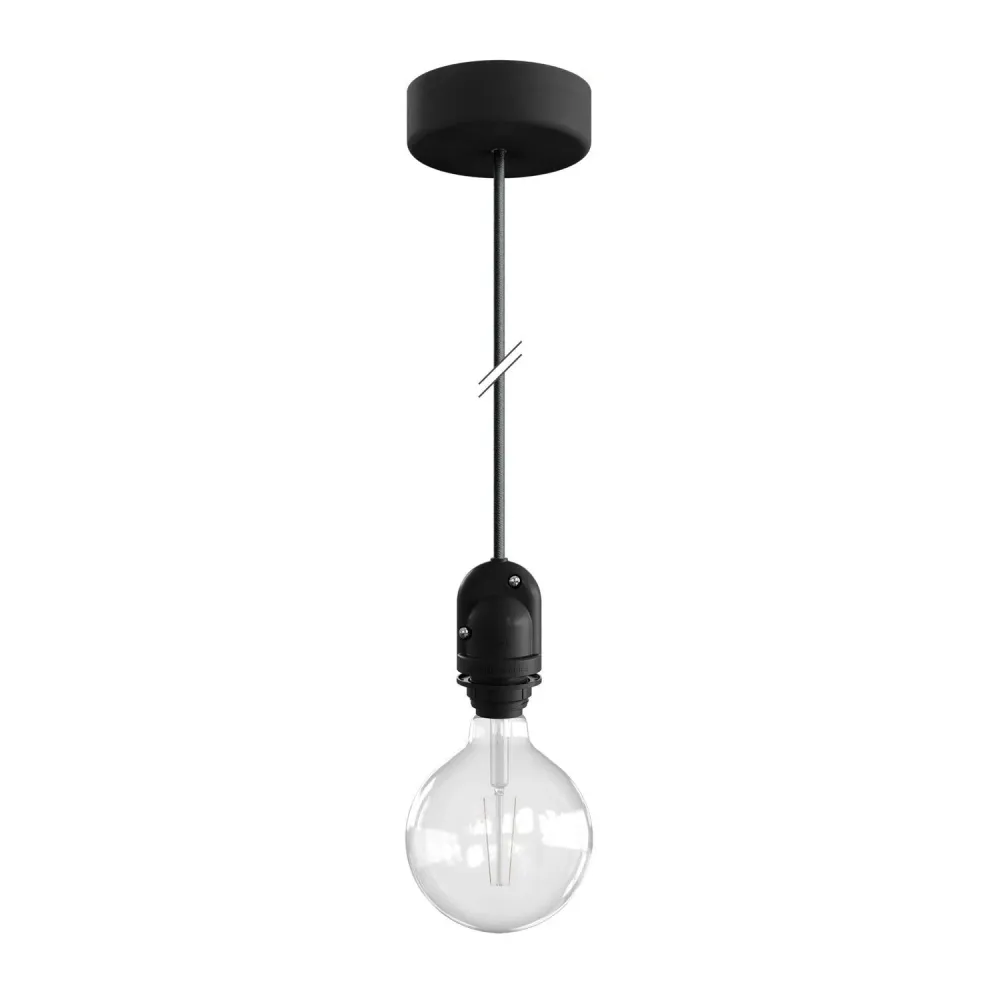 Modulair Lampe pour abat-jour d’extérieur avec 1,5 m de câble textile, pavillon et douille IP65 étanche - Noir