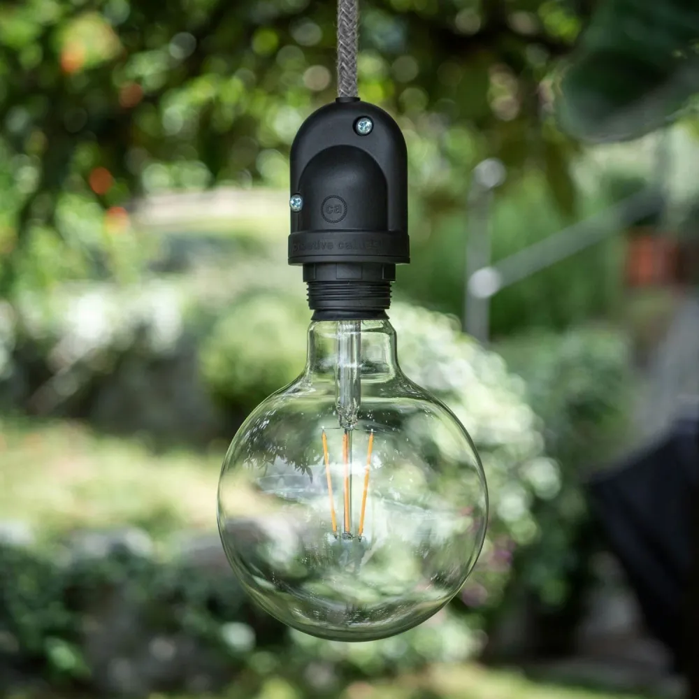 Modulair Lampe pour abat-jour d’extérieur avec 1,5 m de câble textile, pavillon et douille IP65 étanche - Noir