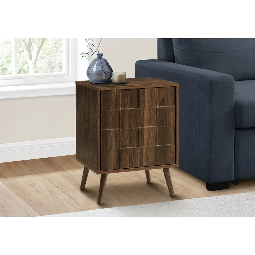 I 2788 - Table D'appoint, Bout, Table D'appoint, Petit, Rangement, Lampe, Stratifié Noyer, Moderne Monarch Specialties