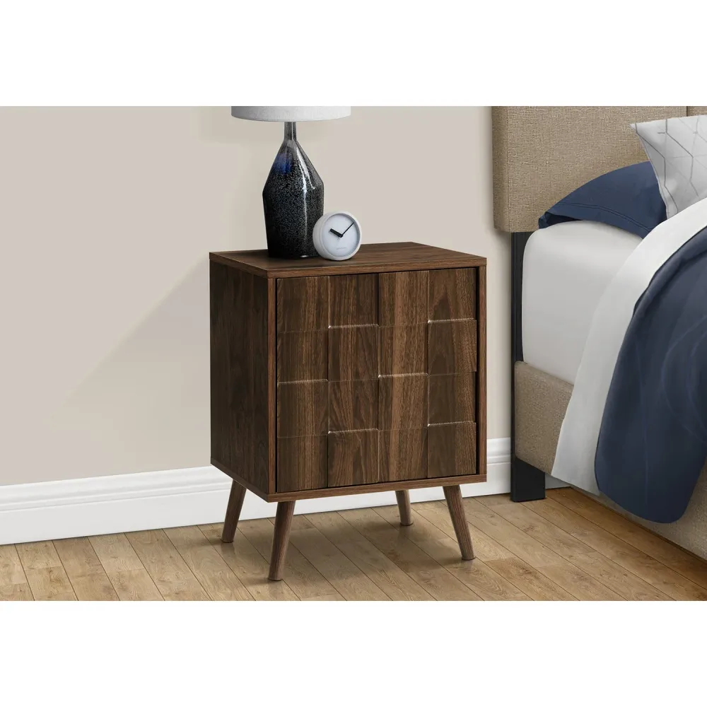 I 2788 - Table D'appoint, Bout, Table D'appoint, Petit, Rangement, Lampe, Stratifié Noyer, Moderne Monarch Specialties