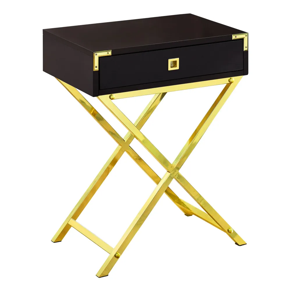 I 3556 Table D'appoint, Côté, Bout, Table De Nuit, Lampe, Tiroir De Rangement, Salon, Chambre À Coucher, Métal, Stratifié,...