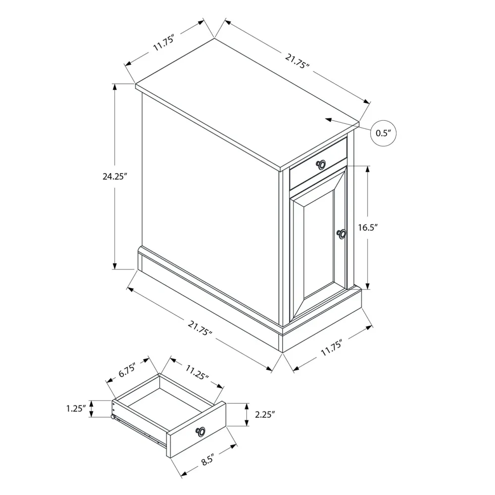 I 3964 - Table D'appoint, Bout, Table D'appoint, Table De Nuit, Étroit, Chambre À Coucher, Lampe, Tiroir De Rangement, Pla...