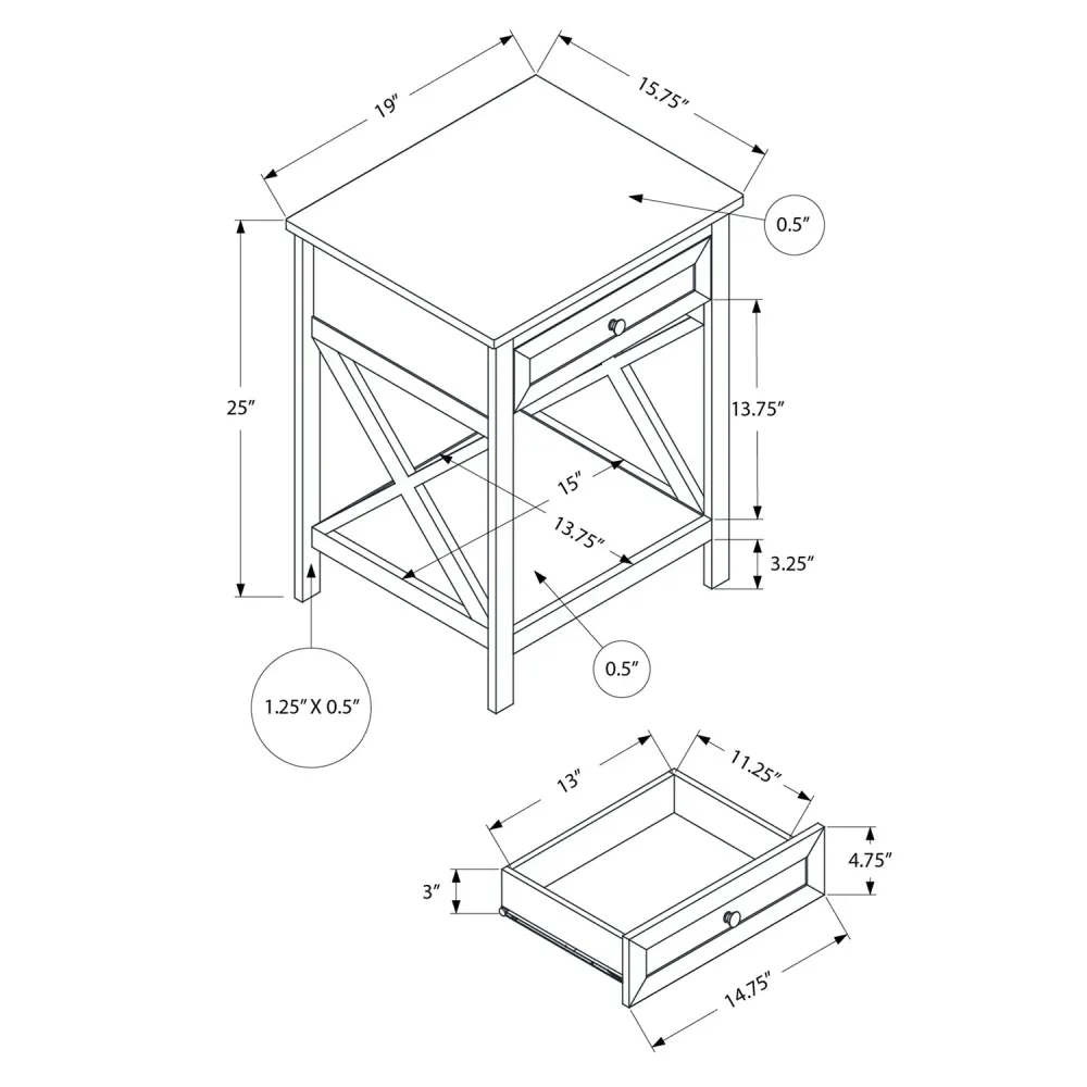 I 3985 - Table D'appoint, Bout, Table D'appoint, 2 Niveaux, Chambre À Coucher, Table De Nuit, Lampe, Tiroir De Rangement,...