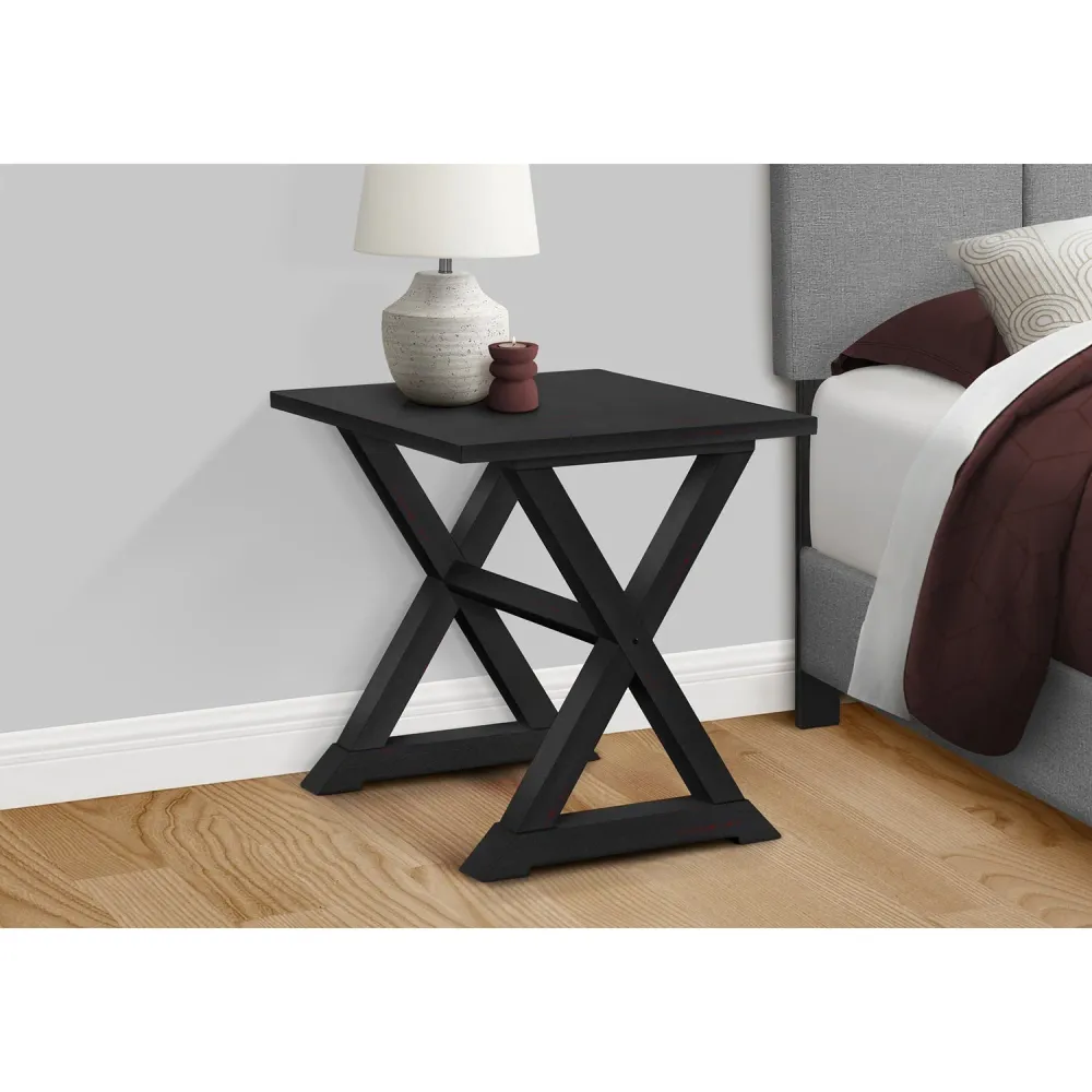 I 3987 - Table D'appoint, Bout, Table D'appoint, Carré, Table De Nuit, Chambre À Coucher, Lampe, Placage Noir, Transitionn...