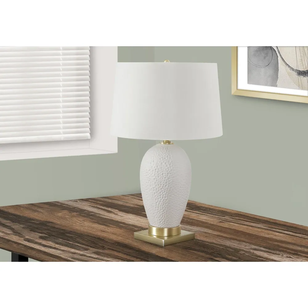 I 9610 - Luminaire, 26"H, Lampe De Table, Céramique Blanche, Abat-jour Ivoire / Crème, Transitionnel Monarch Specialties