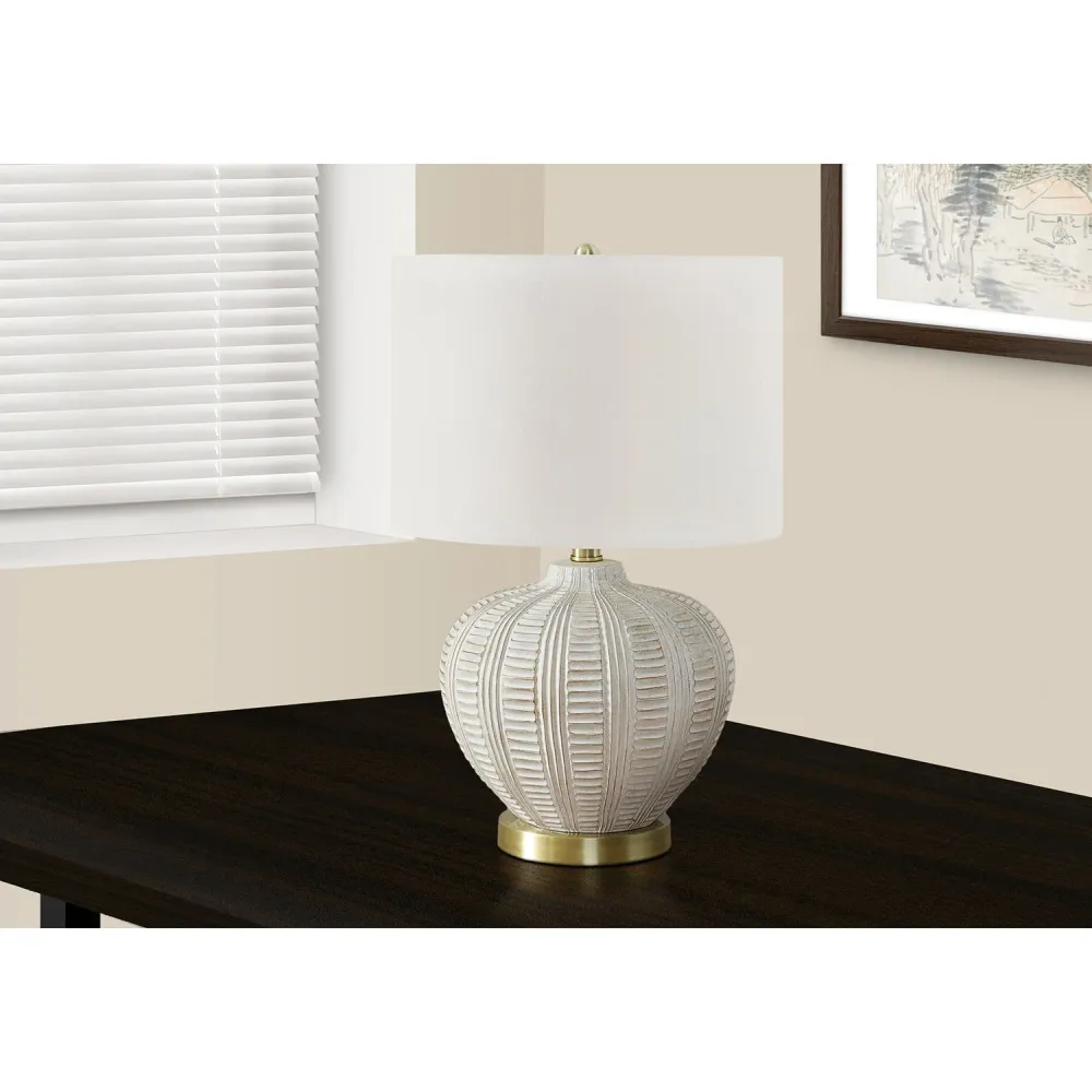 I 9617 - Luminaire, 21"H, Lampe De Table, Abat-jour Ivoire / Crème, Résine Couleur Crème, Transitionnel Monarch Specialties