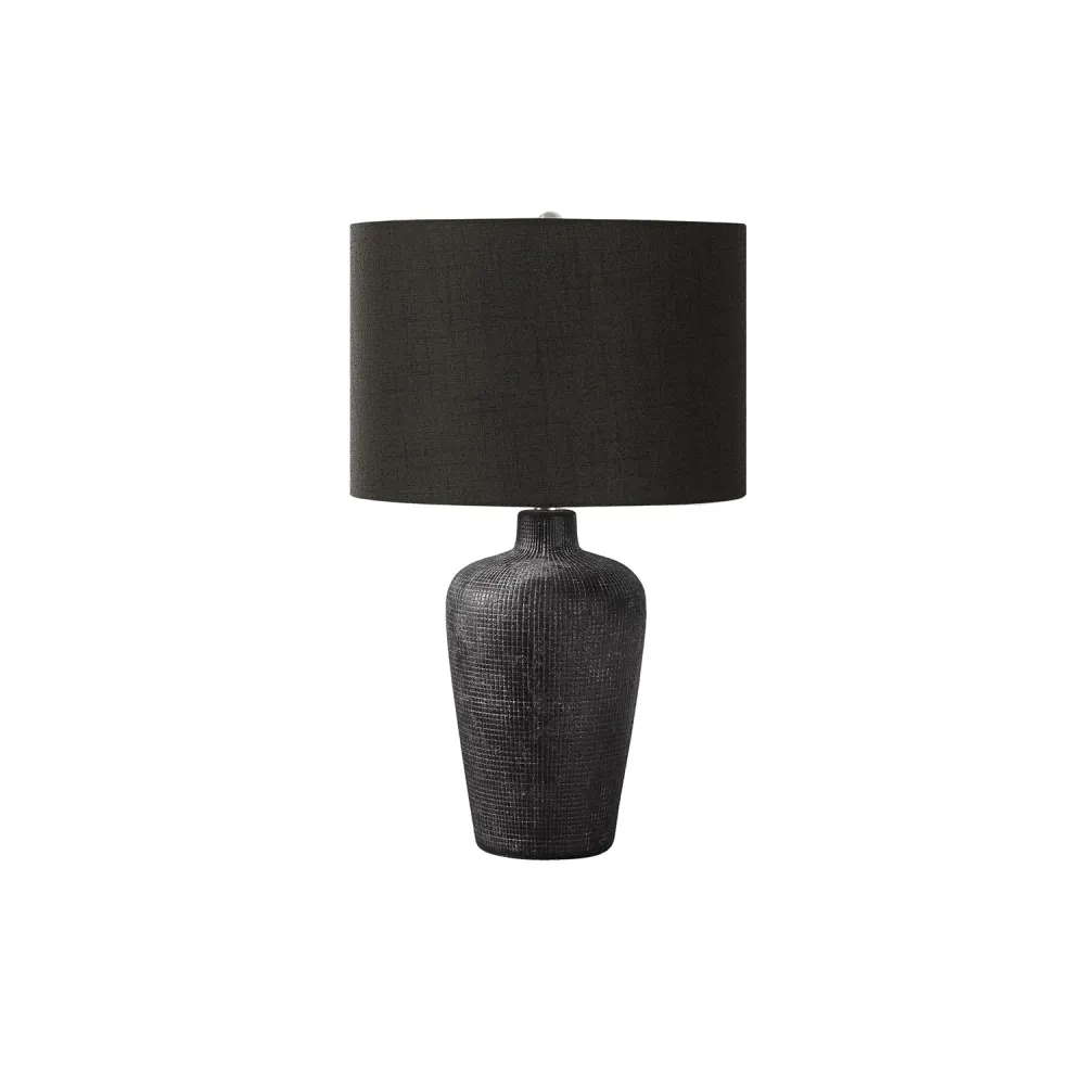 I 9621 - Luminaire, Lampe De Table, 24"H, Céramique Noir, Abat-jour Noire, Contemporain Monarch Specialties