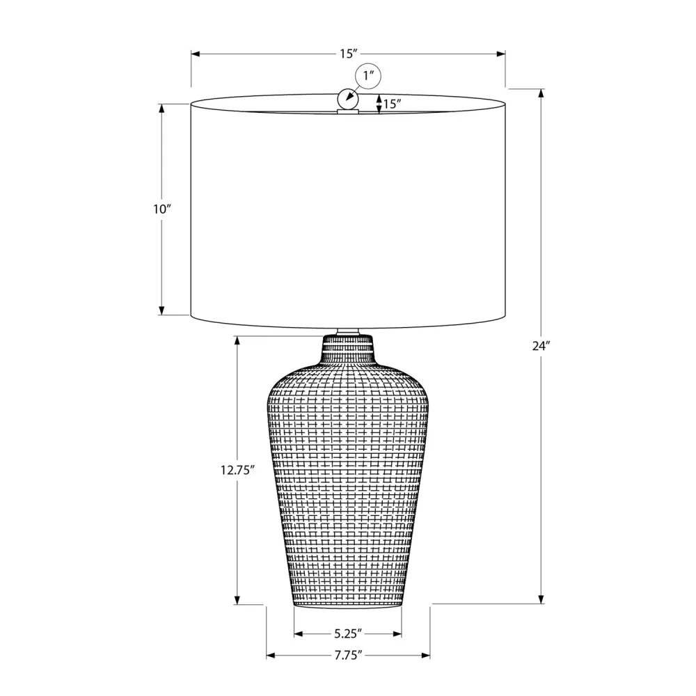I 9621 - Luminaire, Lampe De Table, 24"H, Céramique Noir, Abat-jour Noire, Contemporain Monarch Specialties