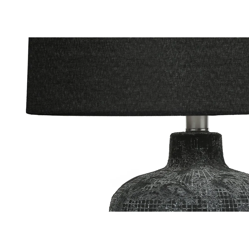 I 9621 - Luminaire, Lampe De Table, 24"H, Céramique Noir, Abat-jour Noire, Contemporain Monarch Specialties