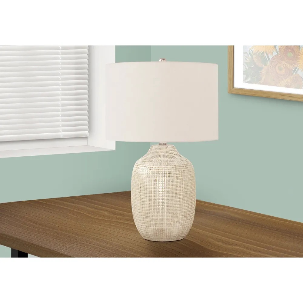 I 9704 - Luminaire, 26"H, Lampe De Table, Crème, Abat-jour Ivoire / Crème, Contemporain Monarch Specialties