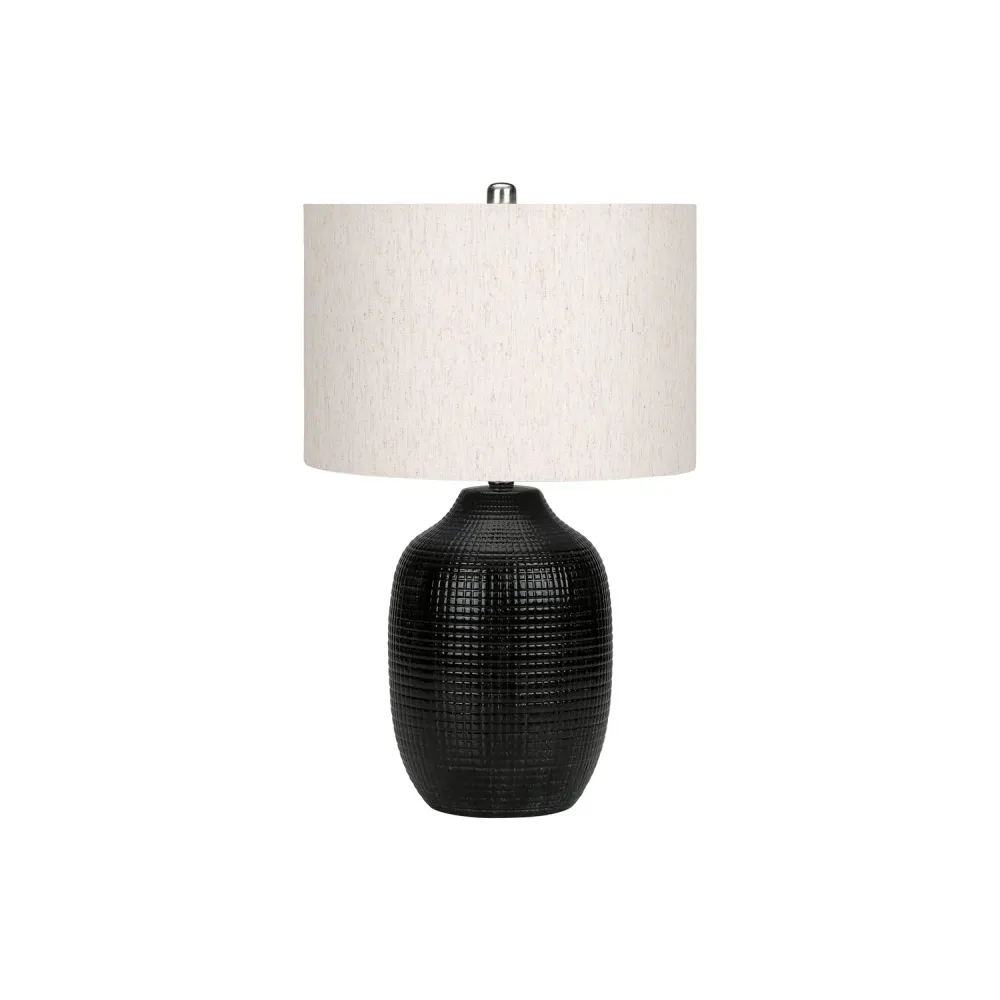 I 9705 - Luminaire, 26"H, Lampe De Table, Céramique Noire, Abat-jour Ivoire / Crème, Contemporain, Moderne Monarch Special...