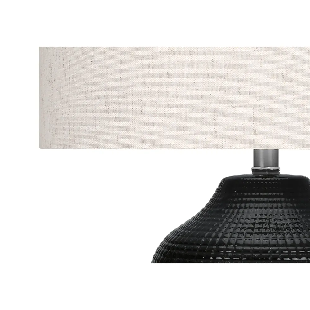 I 9705 - Luminaire, 26"H, Lampe De Table, Céramique Noire, Abat-jour Ivoire / Crème, Contemporain, Moderne Monarch Special...