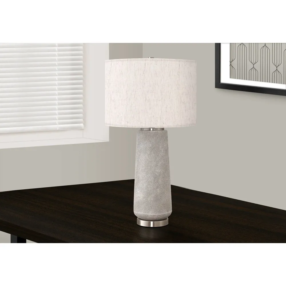 I 9712 - Luminaire, 29"H, Lampe De Table, Résine Grise, Abat-jour Ivoire / Crème, Moderne Monarch Specialties