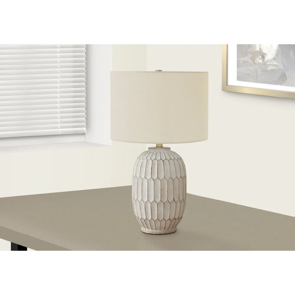 I 9720 - Luminaire, 24"H, Lampe De Table, Résine Créme, Abat-jour Ivoire / Crème, Transitionnel Monarch Specialties