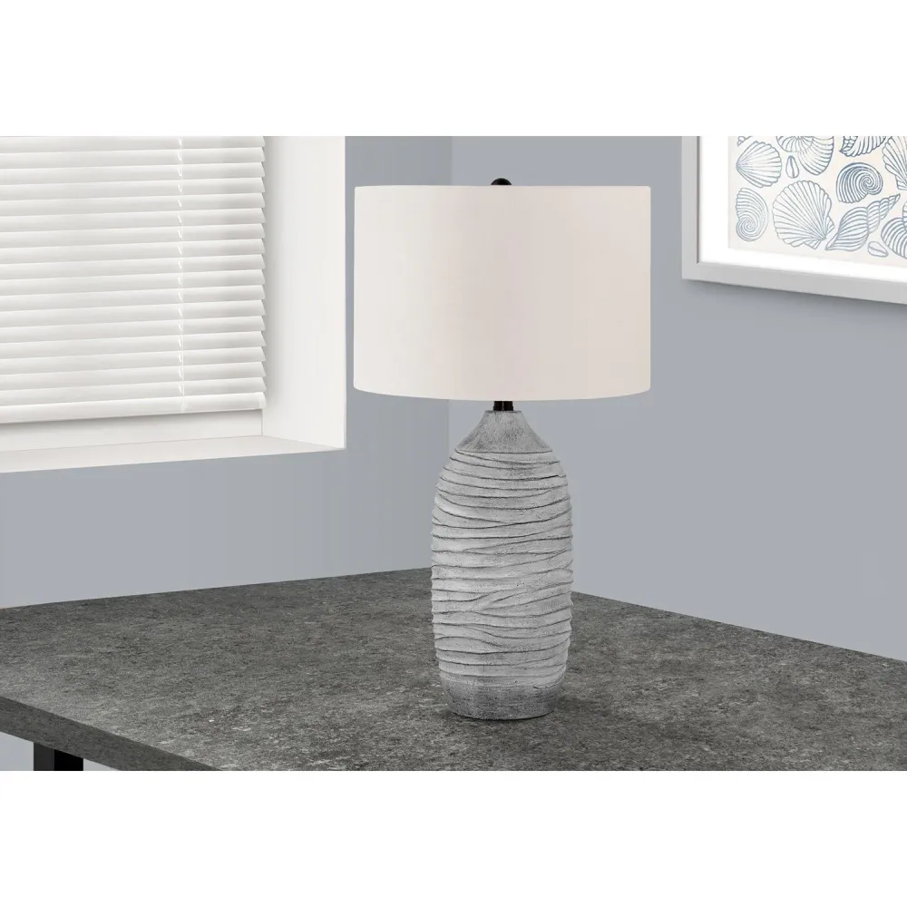 I 9723 - Luminaire, 27"H, Lampe De Table, Résine Grise, Abat-jour Ivoire / Crème, Moderne Monarch Specialties
