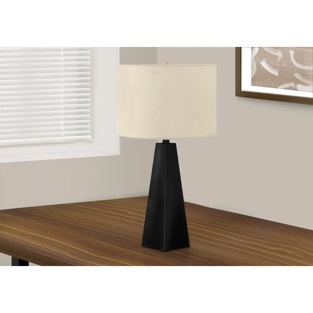 I 9726 - Luminaire, 27"H, Lampe De Table, Résine Noire, Abat-jour Beige, Moderne Monarch Specialties