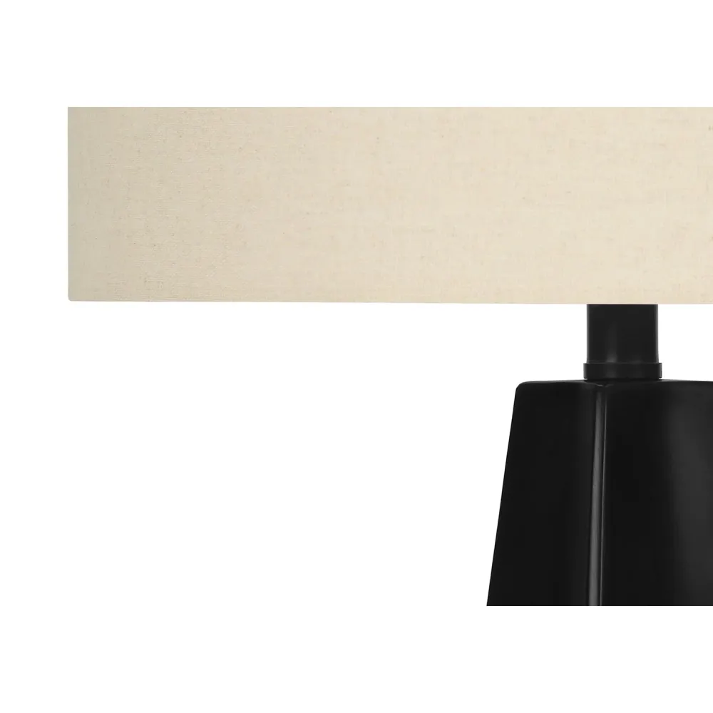 I 9726 - Luminaire, 27"H, Lampe De Table, Résine Noire, Abat-jour Beige, Moderne Monarch Specialties