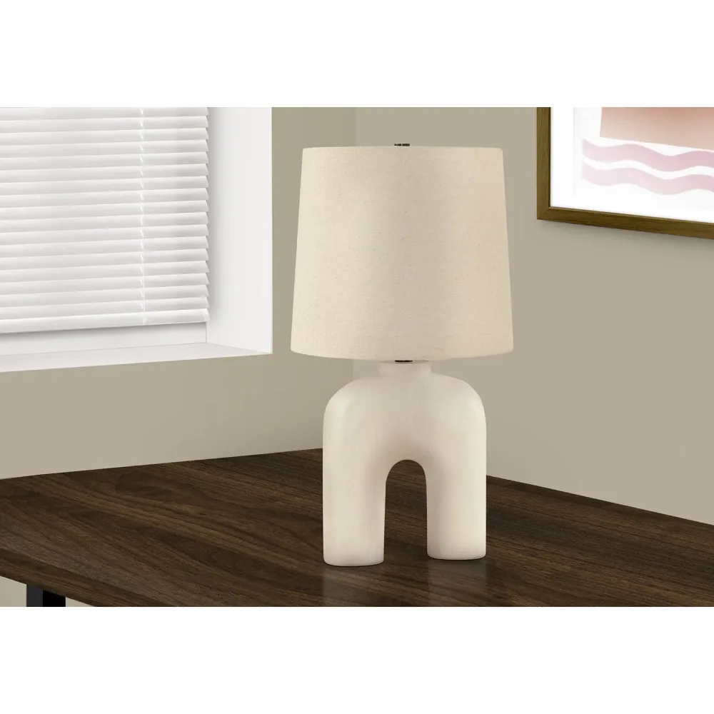 I 9728 - Luminaire, 25"H, Lampe De Table, Résine Créme, Abat-jour Beige., Moderne Monarch Specialties