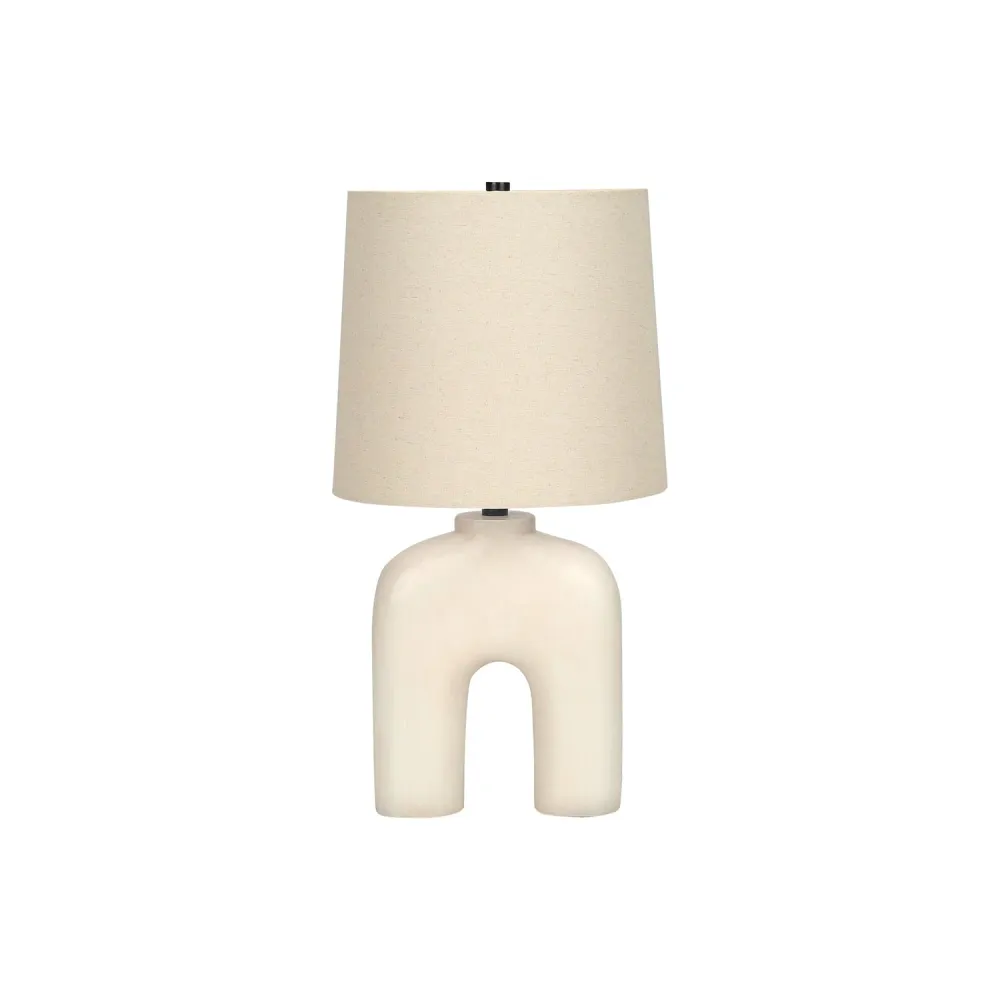 I 9728 - Luminaire, 25"H, Lampe De Table, Résine Créme, Abat-jour Beige., Moderne Monarch Specialties