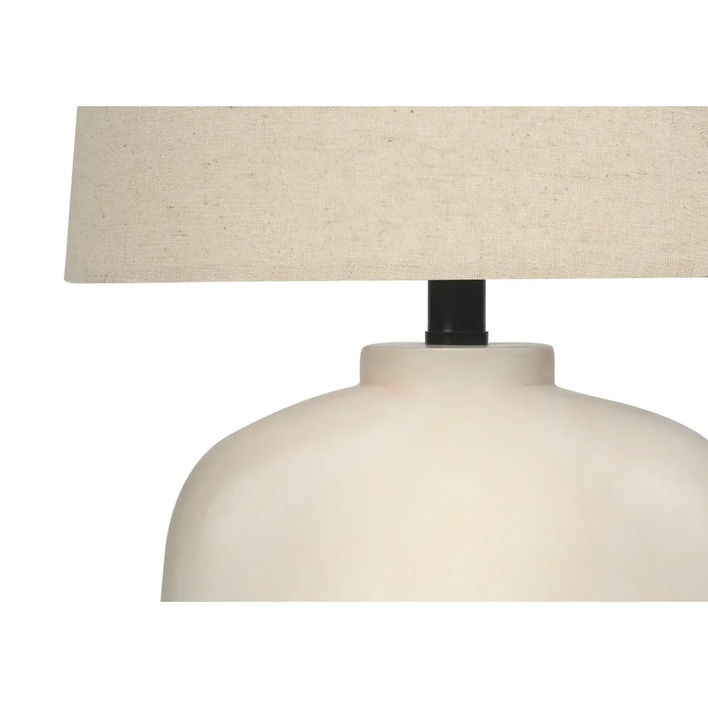 I 9728 - Luminaire, 25"H, Lampe De Table, Résine Créme, Abat-jour Beige., Moderne Monarch Specialties