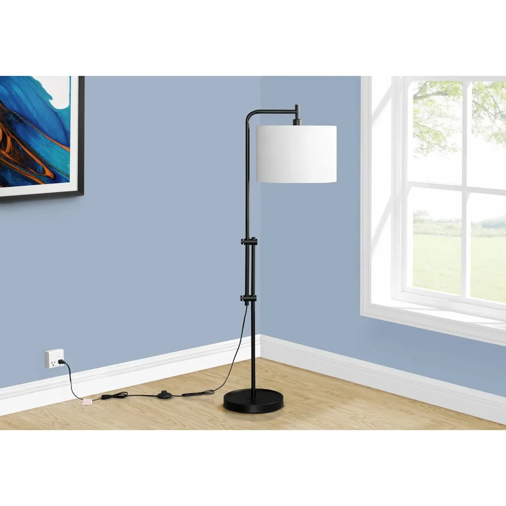 I 9760 - Luminaire, 63"H, Lampadaire, Métal Noir, Abat-jour Ivoire / Crème, Contemporain Monarch Specialties