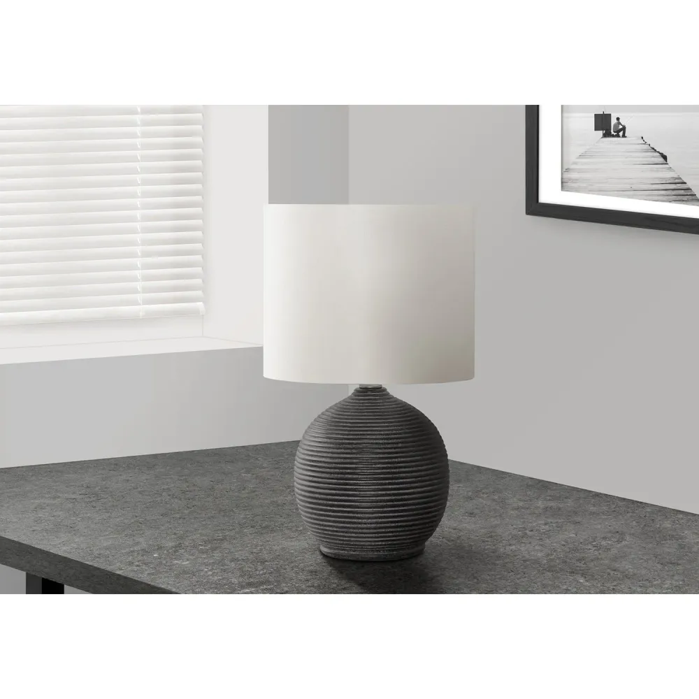 I 9764 - Luminaire, 16"H, Résine Noire, Abat-jour Ivoire / Crème, Contemporain Monarch Specialties