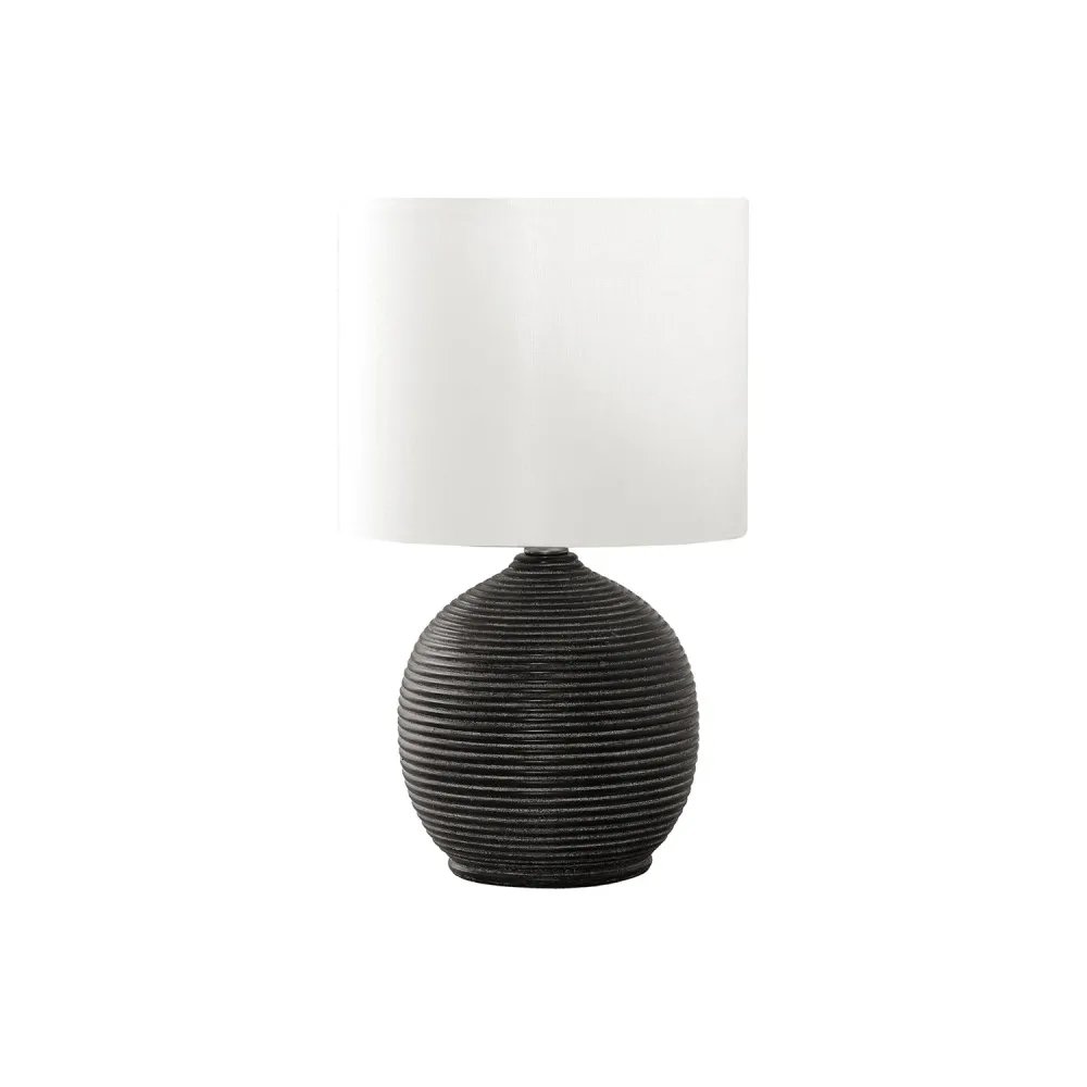 I 9764 - Luminaire, 16"H, Résine Noire, Abat-jour Ivoire / Crème, Contemporain Monarch Specialties