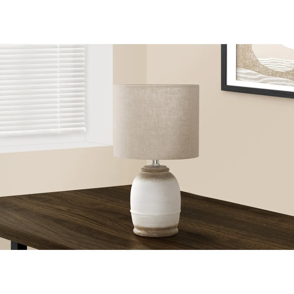 I 9765 - Luminaire, 16"H, Résine Crème, Abat-jour Beige, Contemporain Monarch Specialties