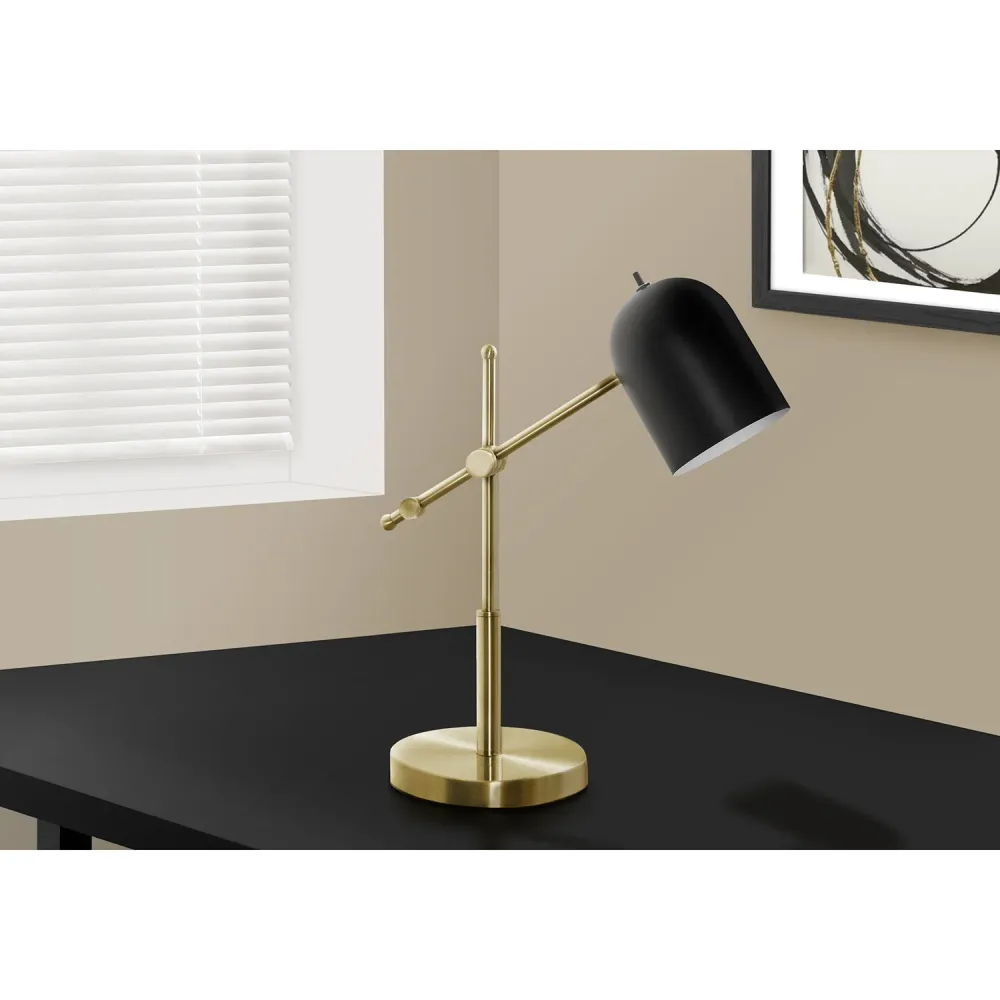 I 9766 - Luminaire, 18"H, Métal En Laiton, Abat-jour Noir, Contemporain Monarch Specialties