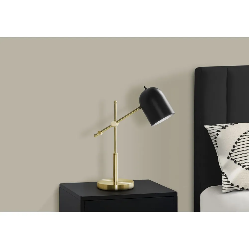 I 9766 - Luminaire, 18"H, Métal En Laiton, Abat-jour Noir, Contemporain Monarch Specialties