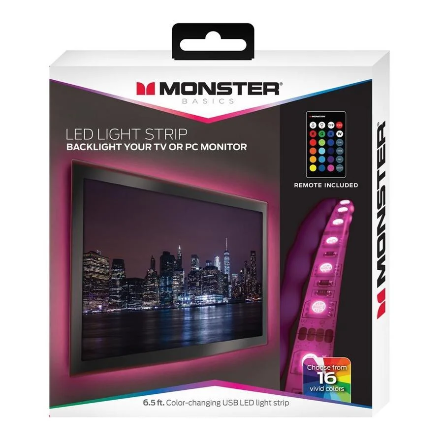 Monster WLB7-1023-BLK - Ensemble de Ruban LED de 6.5 Pieds avec Télécommande