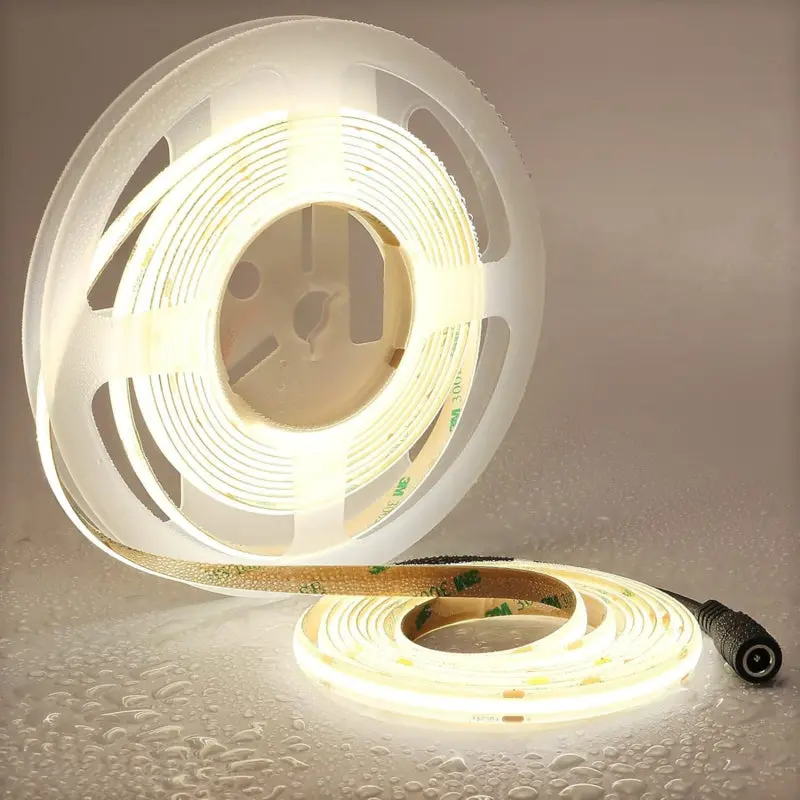 5 mètres | COB | Strip LED | Blanc clair | 8 mm | Dimmable | 24v Connecteur féminin IP67