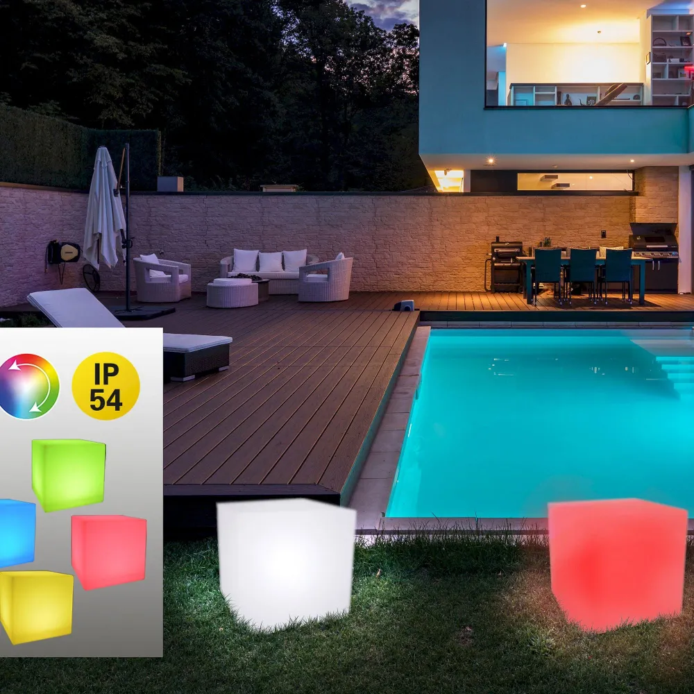 Cube décoratif LED Näve pour extérieur RGB : 55 cm Naeve