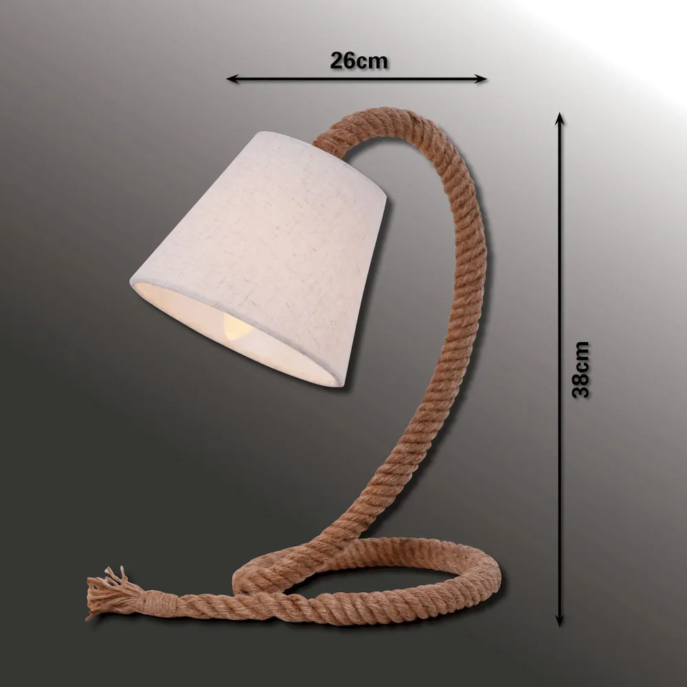 Lampe de table Näve avec abat-jour en tissu et corde Naeve