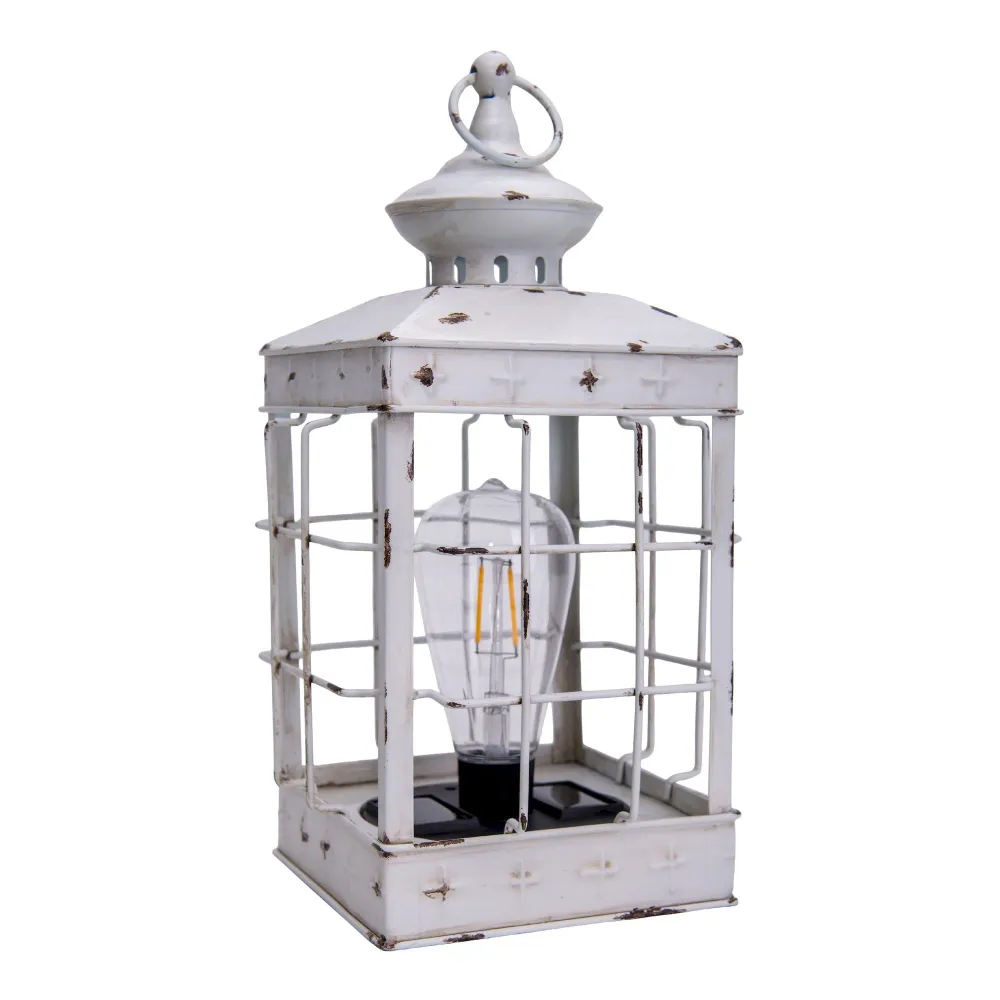 Lanterne solaire décorative LED Näve, hauteur : 315 cm, blanc antique Naeve