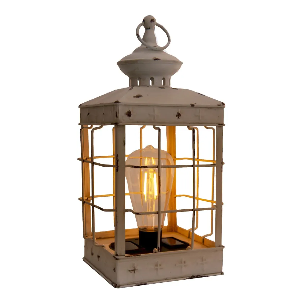Lanterne solaire décorative LED Näve, hauteur : 315 cm, blanc antique Naeve