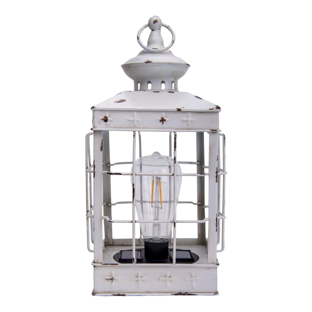 Lanterne solaire décorative LED Näve, hauteur : 315 cm, blanc antique Naeve