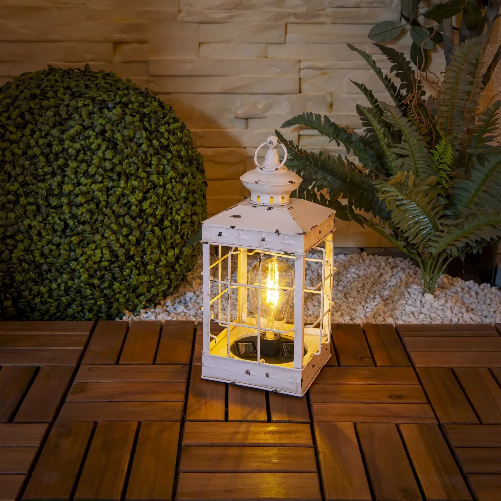 Lanterne solaire décorative LED Näve, hauteur : 315 cm, blanc antique Naeve