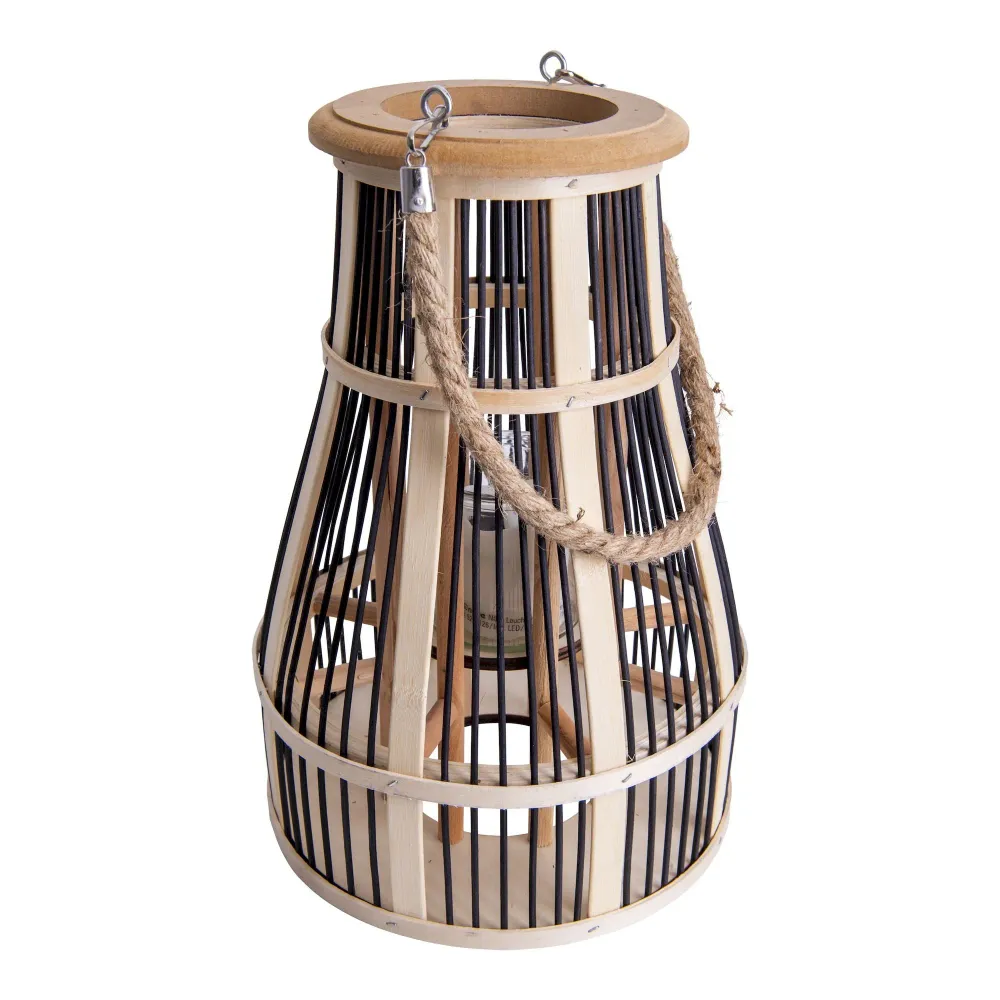 Panier lumineux décoratif Näve noir/naturel h : 34,5 cm avec bougie solaire LED Naeve