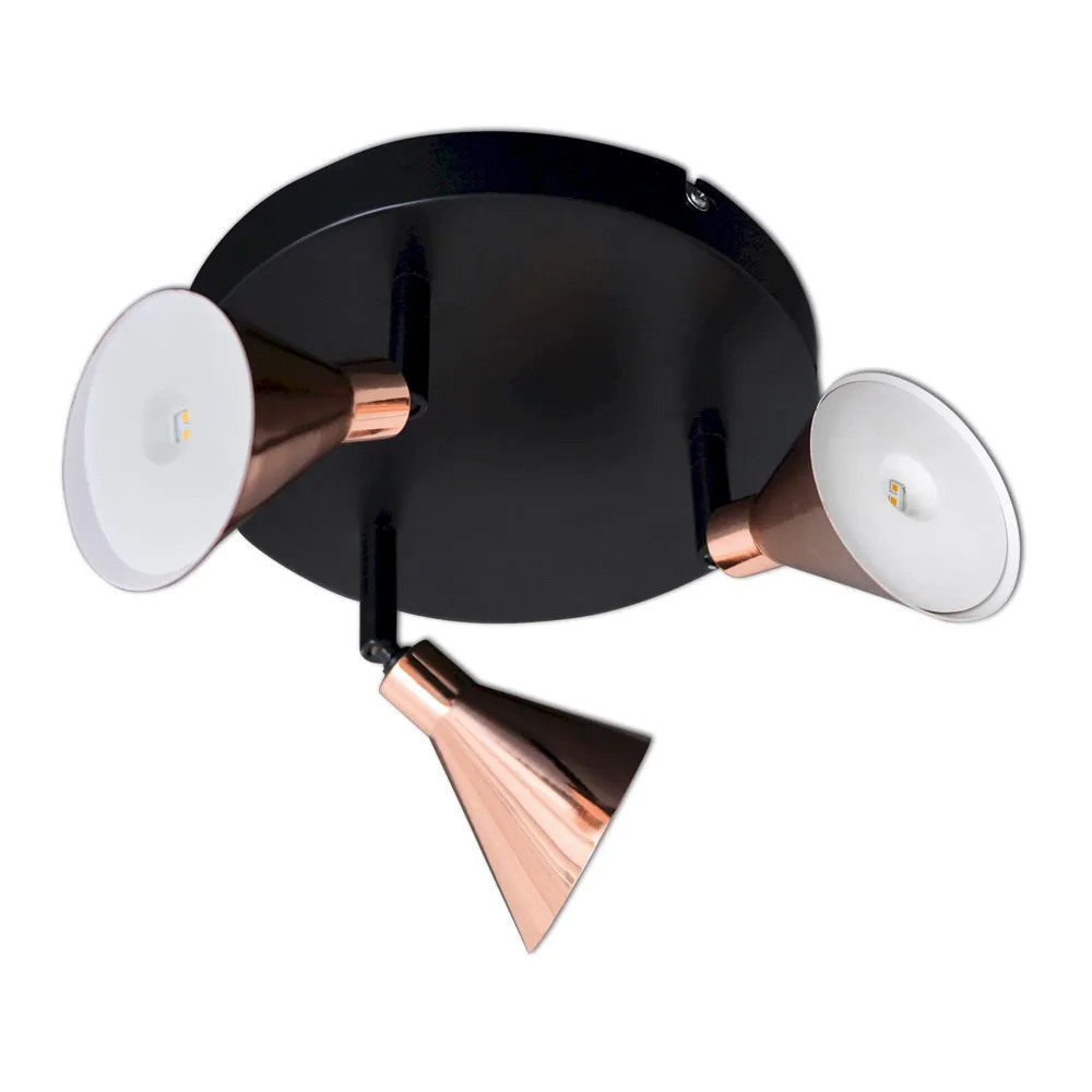 Spot mural et plafonnier LED Näve en 3 parties, couleur cuivre, diamètre : 38 cm Naeve