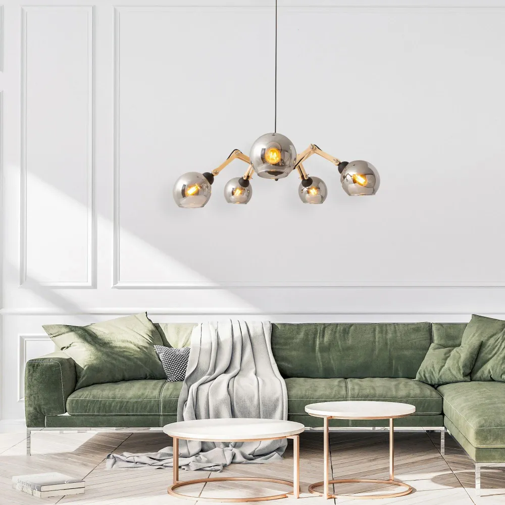 Suspension Näve en verre Soito d: 80 cm 5 lumières Naeve